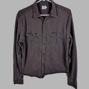 Faherty Seasons Shirt charcoal grey button up Size Med Minimal Organic Chore